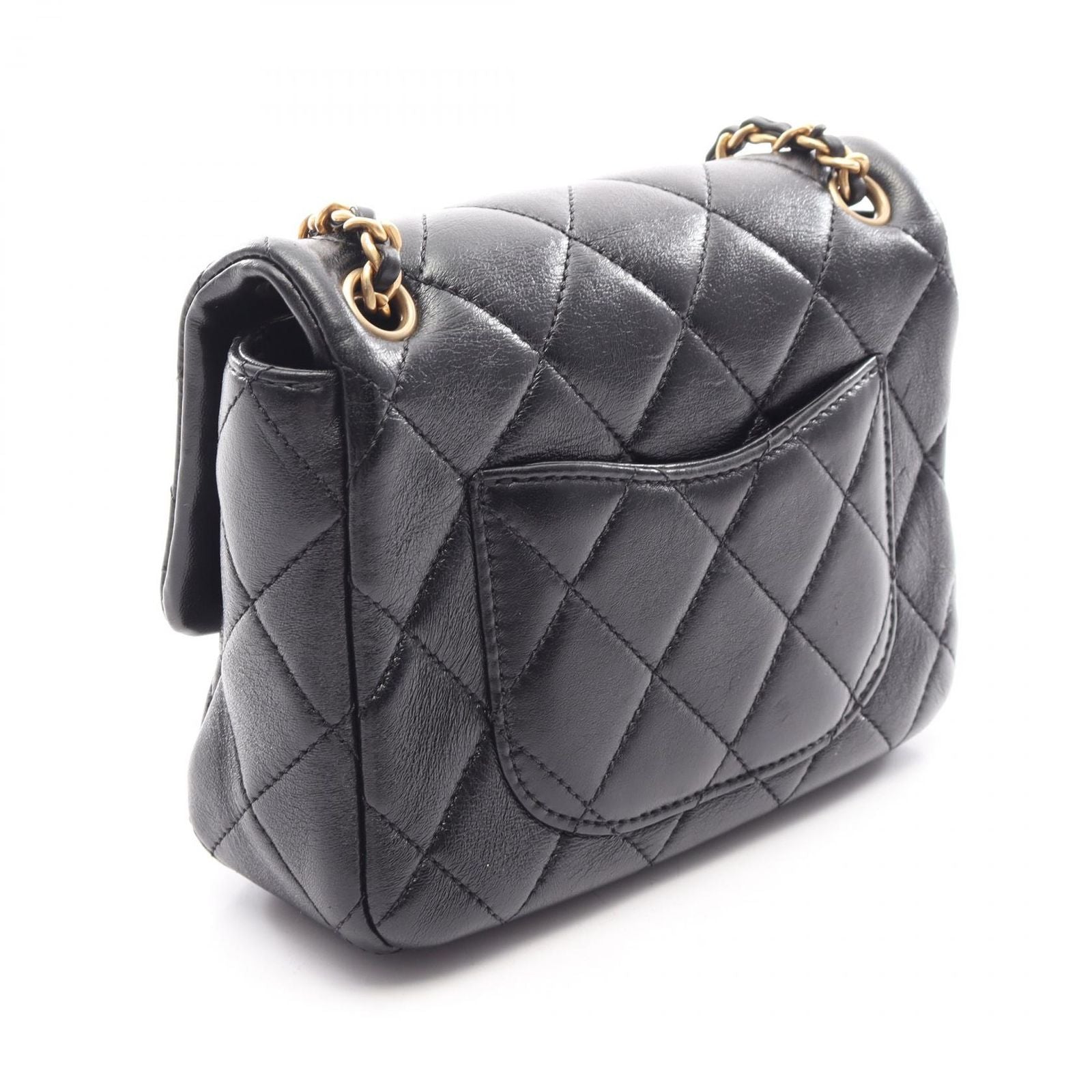 Chanel Shoulder Bag Quilted Mini Black Lambskin Mini Chain — view 2