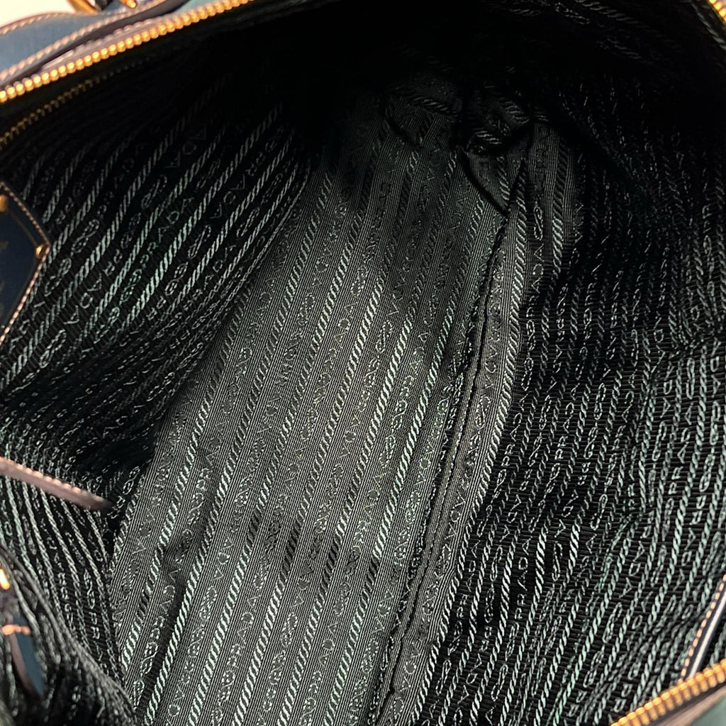 Prada Tessuto Saffiano Nylon Leather Green Tote Gold — view 8