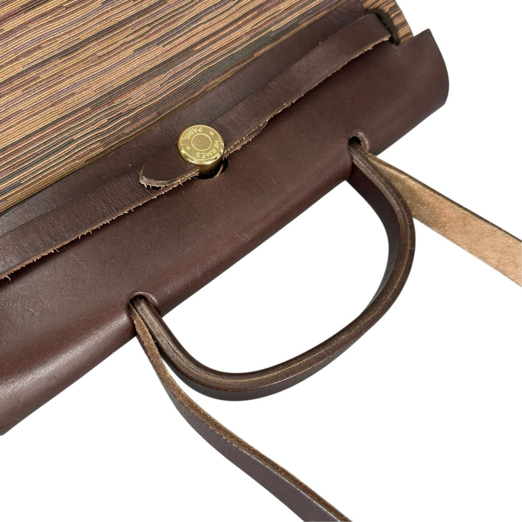 Hermes Herbag PM Vibrato Leather Brown Shoulder Bag Gold — view 4