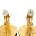 Hermes Leather Metal Brown Earrings Gold — view 5