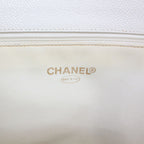 Chanel CC Logo Caviar Leather White Tote Gold — view 8