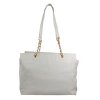 Chanel CC Logo Caviar Leather White Tote Gold — view 3