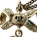Chanel CC Logo Ribbon Motif Metal Gold Necklace — view 7