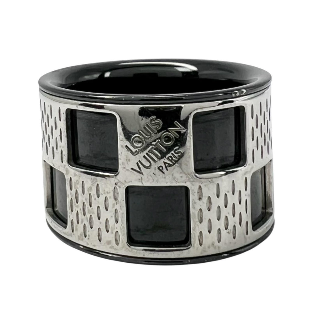 Louis Vuitton Damier Parforet Metal Silver Black Ring — view 3