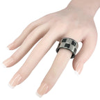 Louis Vuitton Damier Parforet Metal Silver Black Ring — view 7