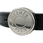 Hermes Series Looping Leather Black White Bracelet Silver — view 3