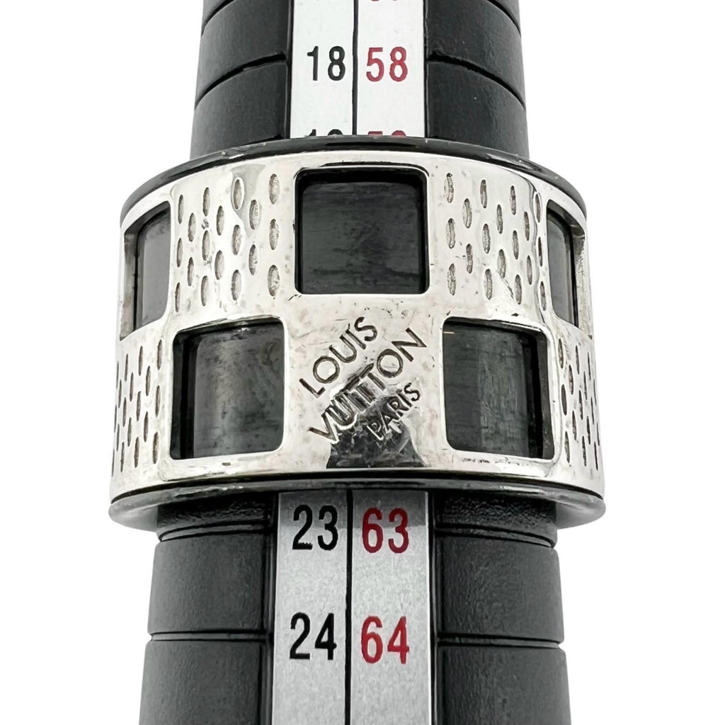 Louis Vuitton Damier Parforet Metal Silver Black Ring — view 8