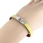 Hermes Micro Kelly Leather Yellow Bracelet Silver — view 8