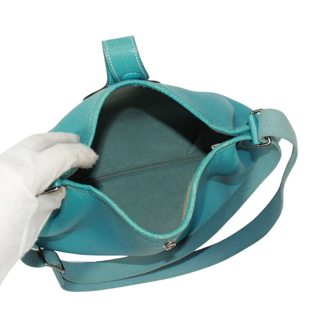 Hermes Rodeo de Taurillon Clemence Leather Blue Shoulder Bag Silver — view 8