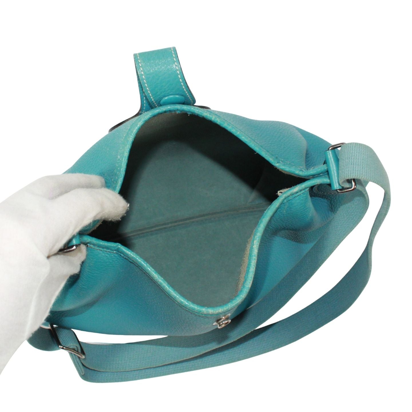 Hermes Rodeo de Taurillon Clemence Leather Blue Shoulder Bag Silver — view 8