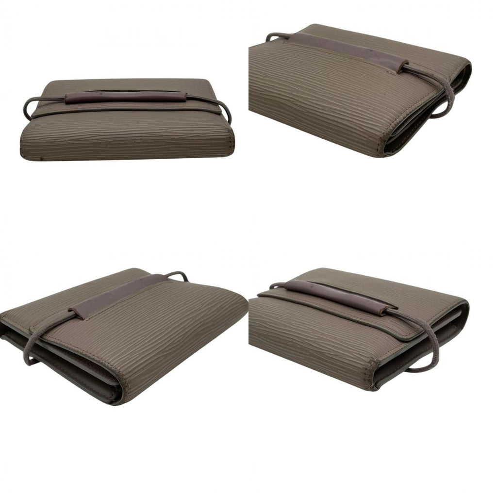 Louis Vuitton Porte-Monnaie Elastic Trifold Wallet Epi Leather Gray Ju Rubber — view 7