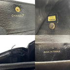 Chanel CC Logo Hook Bifold Wallet Leather Black Gold Flap Compact Folding Coin — view 9