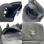 Chanel CC Logo Hook Bifold Wallet Leather Black Gold Flap Compact Folding Coin — view 8