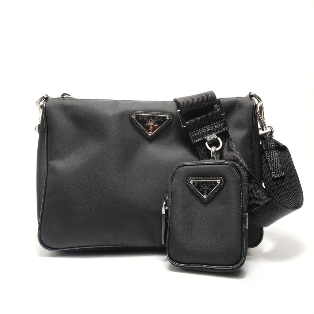 Prada Shoulder Bag with Triangular Plate Pouch