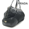 Prada Leather Logo Boston Black Purse