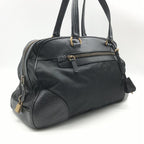 Prada Leather Logo Boston Black Purse — view 3