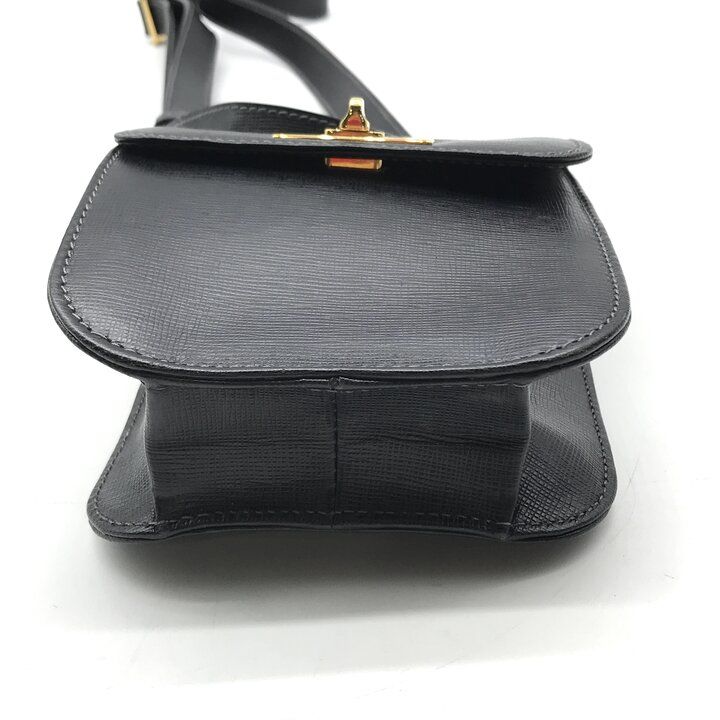 Gucci Logo Turnlock Leather Waist Pouch Shoulder Bag Black Purse — view 4