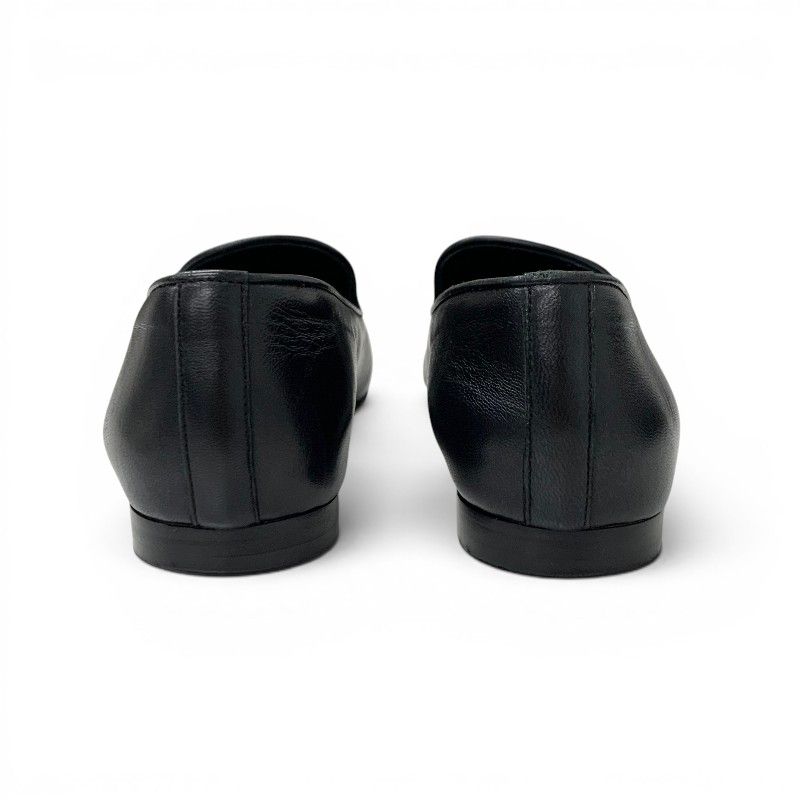 Chanel Flat Shoes Leather Black Gold CC Logo Rhinestone Pearl — view 5