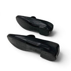Chanel Flat Shoes Leather Black Gold CC Logo Rhinestone Pearl — view 6