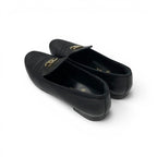Chanel Flat Shoes Leather Black Gold CC Logo Rhinestone Pearl — view 4