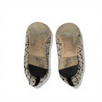 Dior Ballerina Flat Shoes Tweed Fabric Beige Black CD Logo Pearl Ribbon — view 6