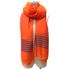 Hermes Items Shawl Cashmere Plume Stitching Neckwear Large Orange Blue Large — view 2