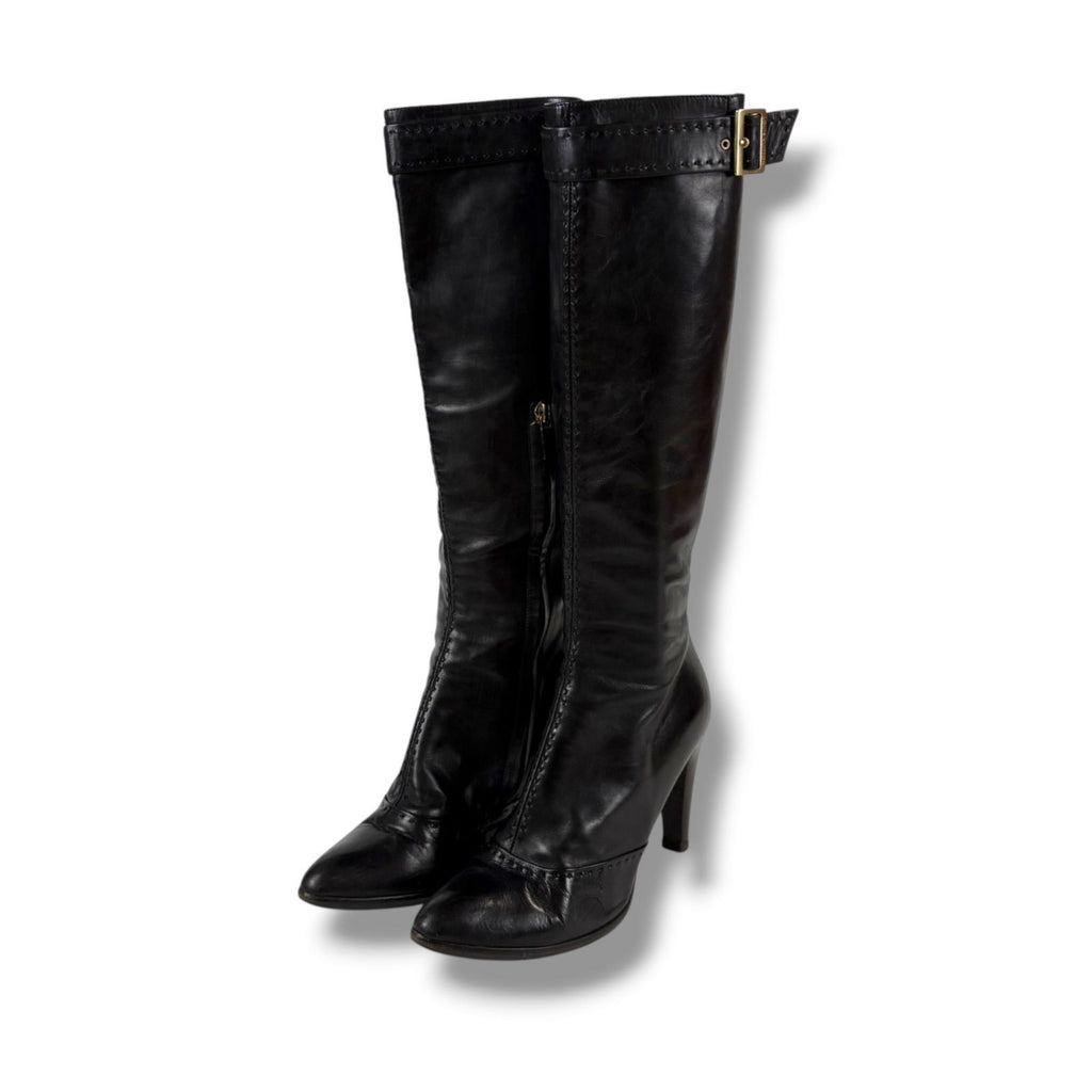 Louis Vuitton High Heels Long Boots Knee Length Leather Black 37 Half — view 2