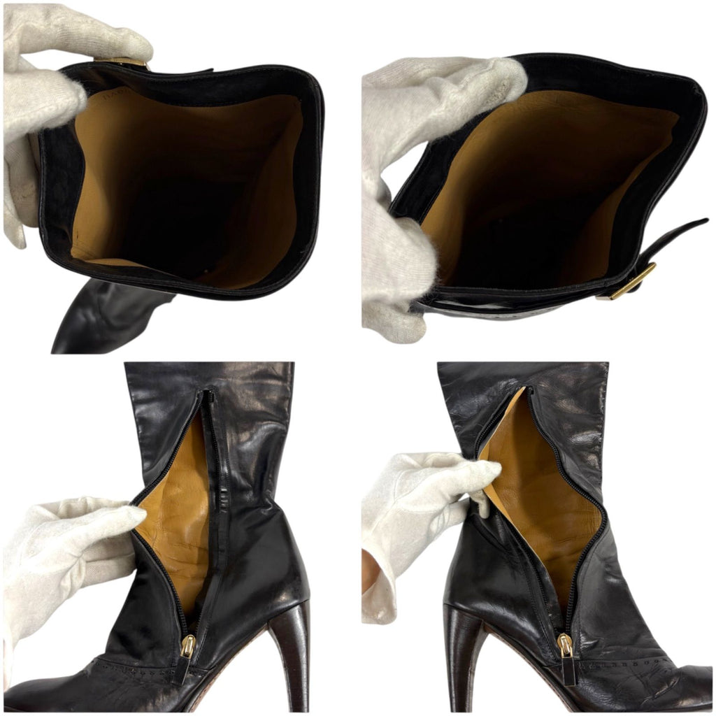 Louis Vuitton High Heels Long Boots Knee Length Leather Black 37 Half — view 9