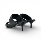 Louis Vuitton Drapy Line Sandals Shoes Leather Black LV Logo Mules — view 4