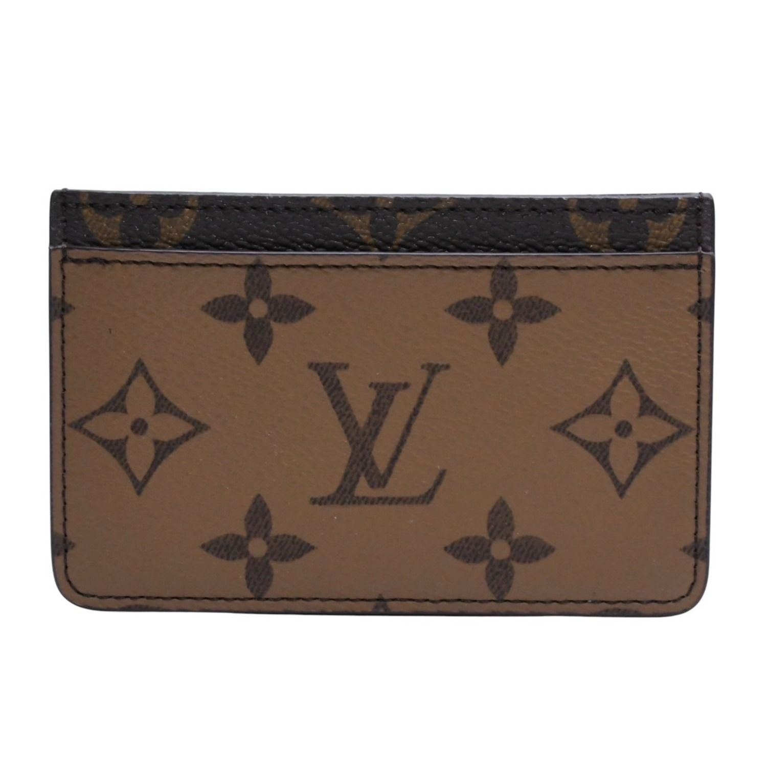 Louis Vuitton Porte Cartes Simple Card Case Monogram Reverse Brown