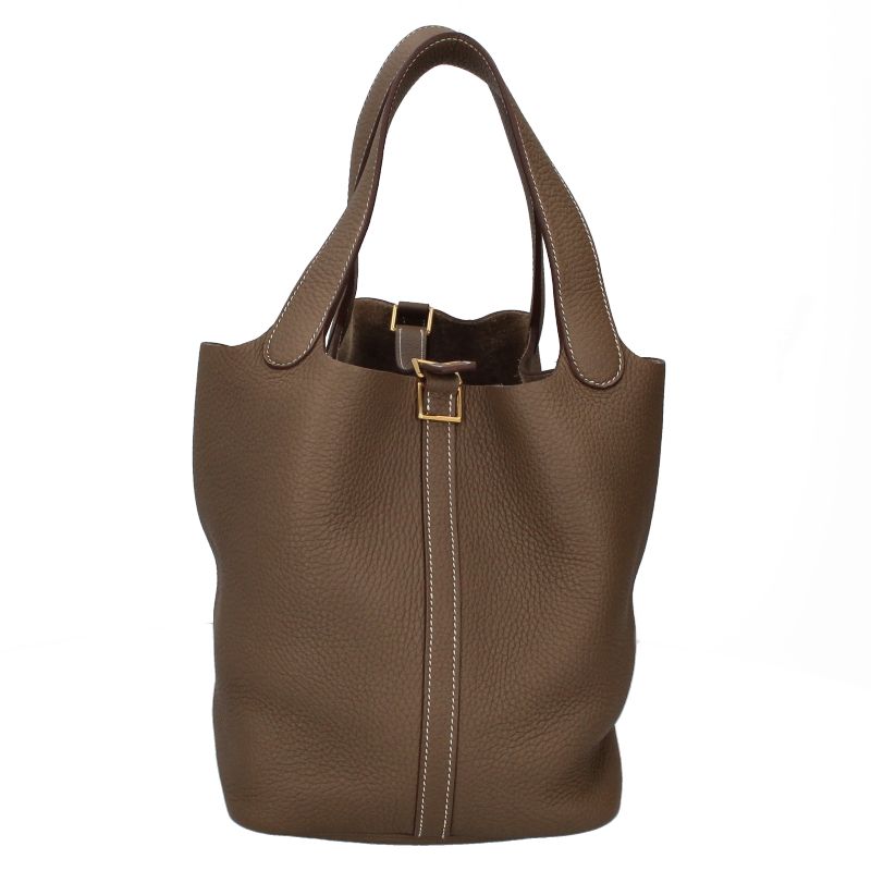 Hermes Picotin Lock MM Taurillon Clemence Handbag Etoupe — view 5