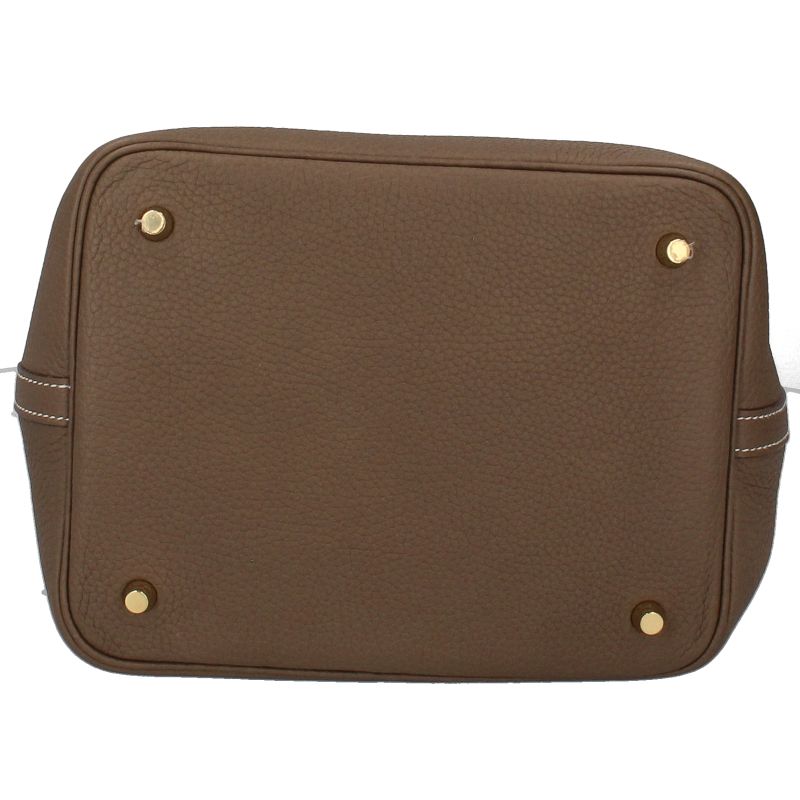 Hermes Picotin Lock MM Taurillon Clemence Handbag Etoupe — view 6