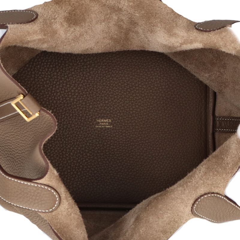 Hermes Picotin Lock MM Taurillon Clemence Handbag Etoupe — view 7