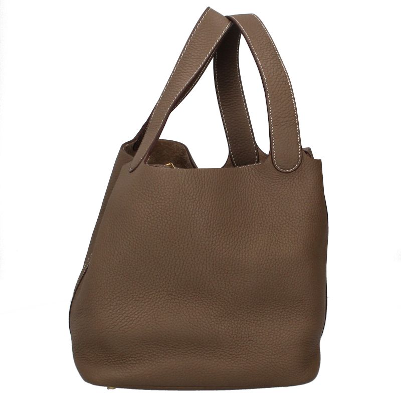 Hermes Picotin Lock MM Taurillon Clemence Handbag Etoupe