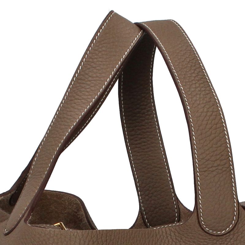 Hermes Picotin Lock MM Taurillon Clemence Handbag Etoupe — view 2