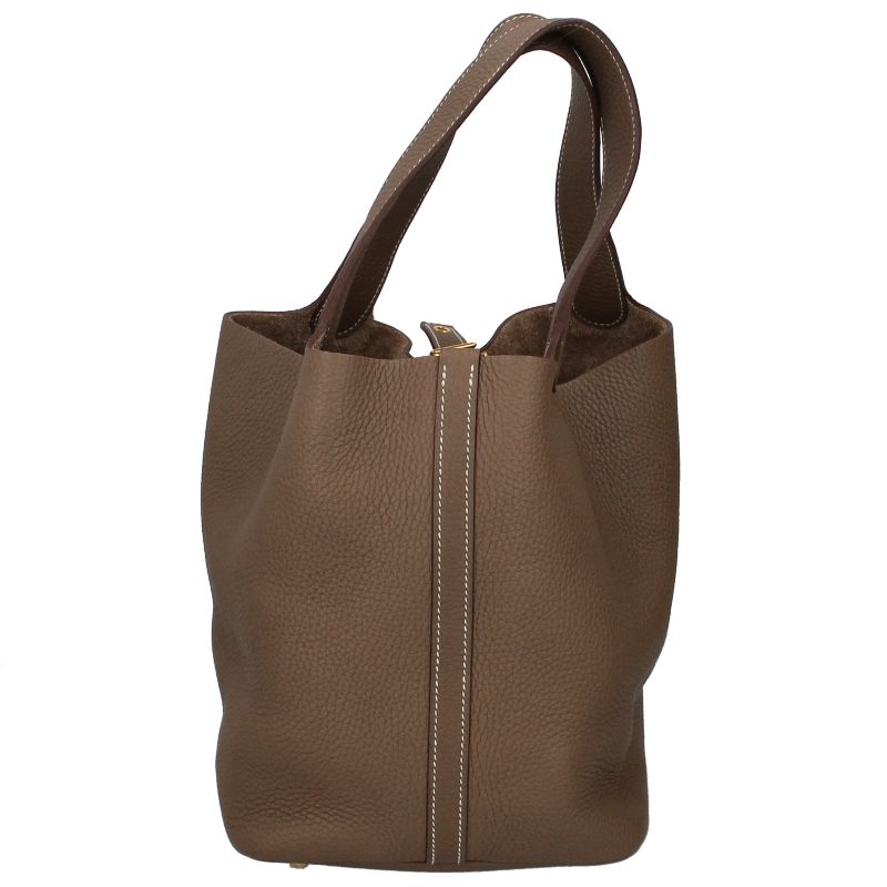 Hermes Picotin Lock MM Taurillon Clemence Handbag Etoupe — view 3