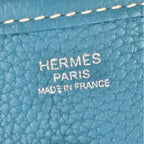 Hermes Evelyne 3 PM Taurillon Clemence Shoulder Bag Blue Jean — view 7