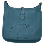 Hermes Evelyne 3 PM Taurillon Clemence Shoulder Bag Blue Jean