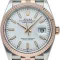 Rolex Datejust 36 Watch Jubilee Box 18k Pink Gold SS White Polished