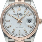 Rolex Datejust 36 Watch Jubilee Box 18k Pink Gold SS White Polished