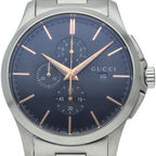 Gucci G-timeless Chronograph Watch 126.2 Box SS Black Polished
