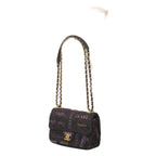 Chanel Black Print Denim Gold Mini Quilted 21 Chain Shoulder — view 8