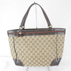 Gucci Tote GG Canvas Leather Brown