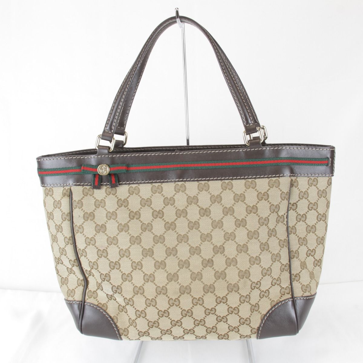 Gucci Tote GG Canvas Leather Brown