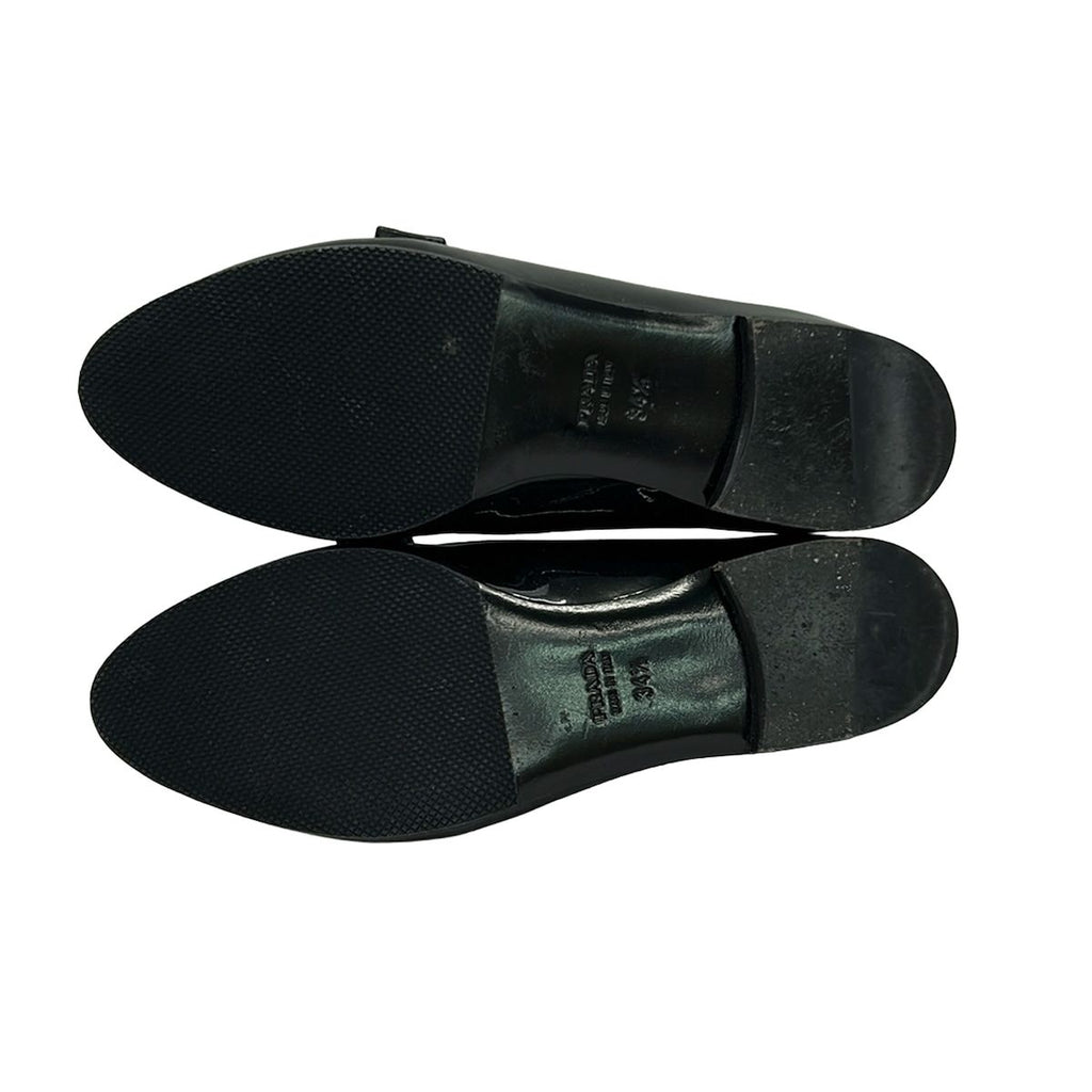 Prada Loafers 34.5 Black Ribbon Leather — view 4
