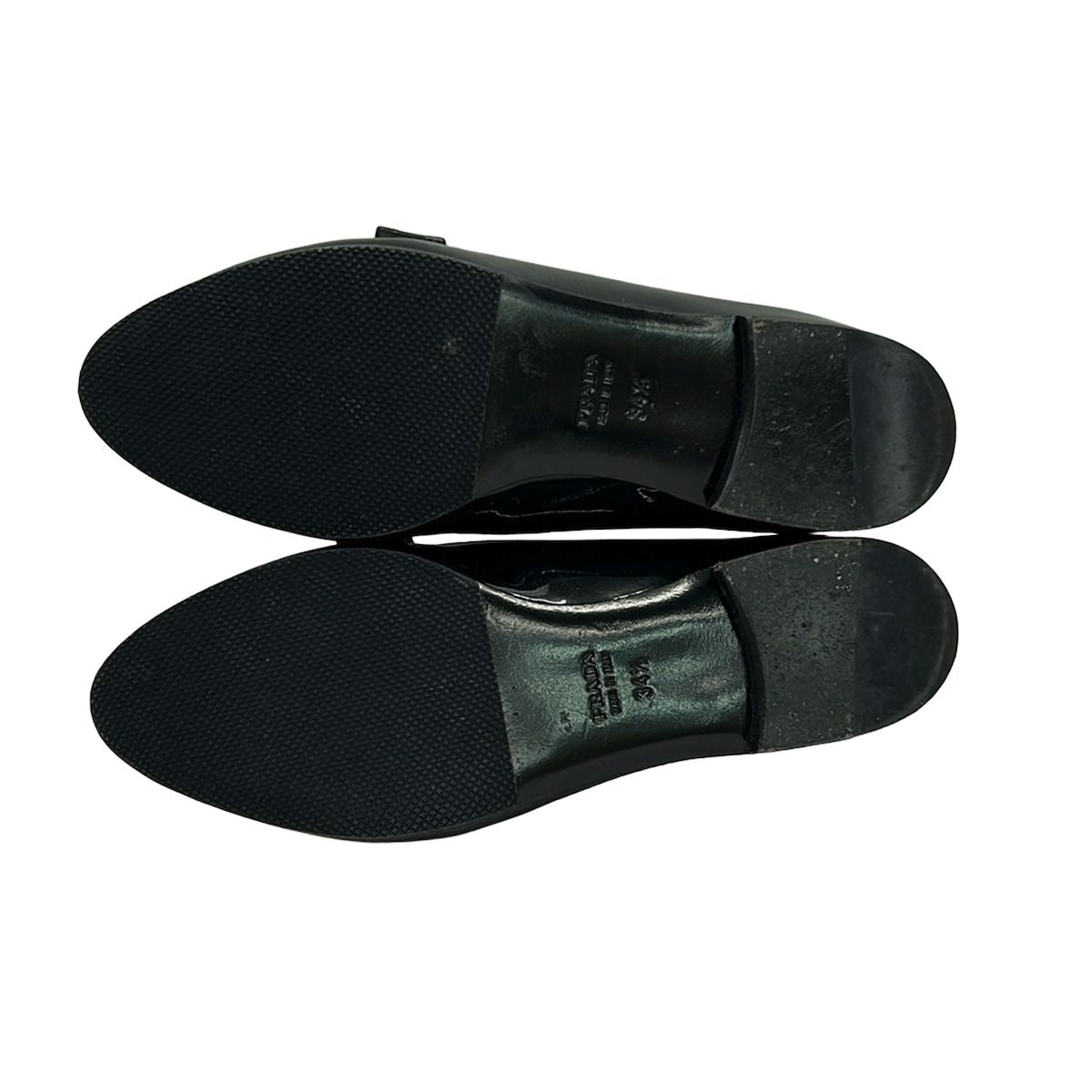 Prada Loafers 34.5 Black Ribbon Leather — view 4