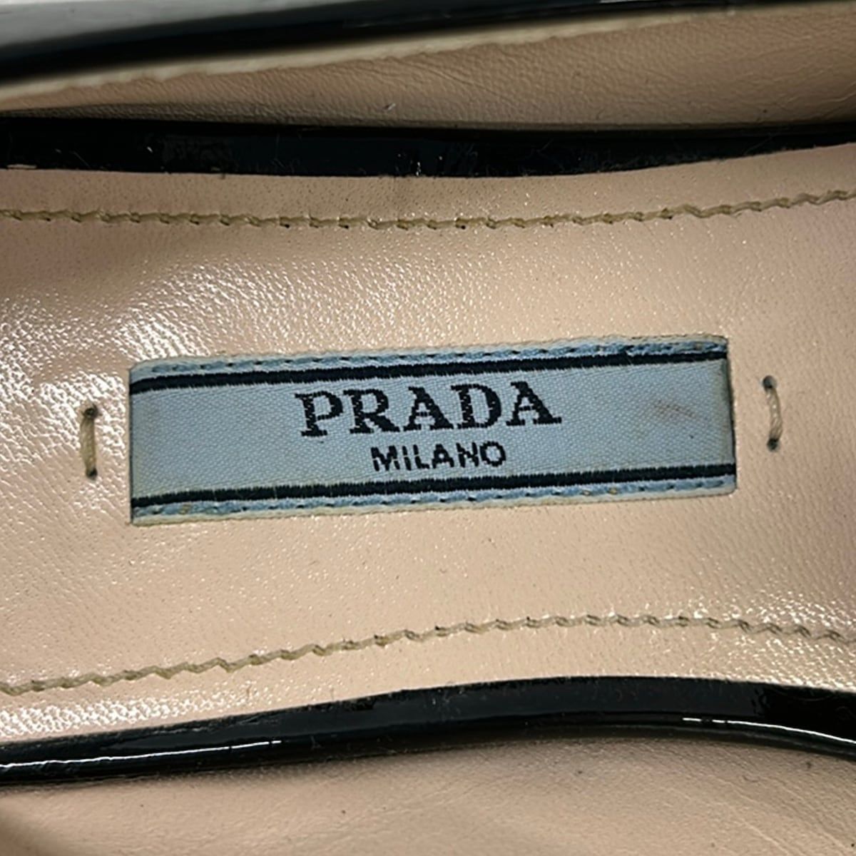 Prada Loafers 34.5 Black Ribbon Leather — view 5