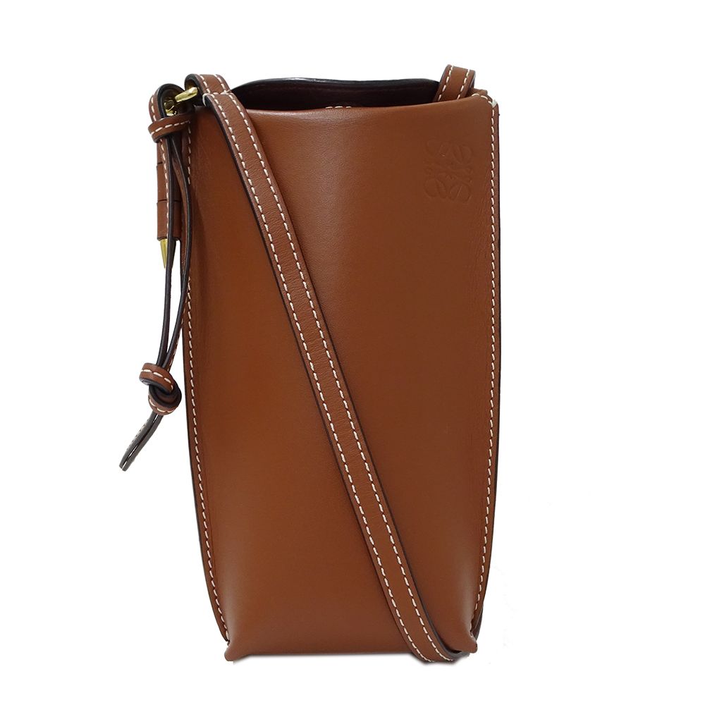 Loewe Shoulder Bag Gate Pocket Anagram Leather Brown Going Out Crossbody Adult