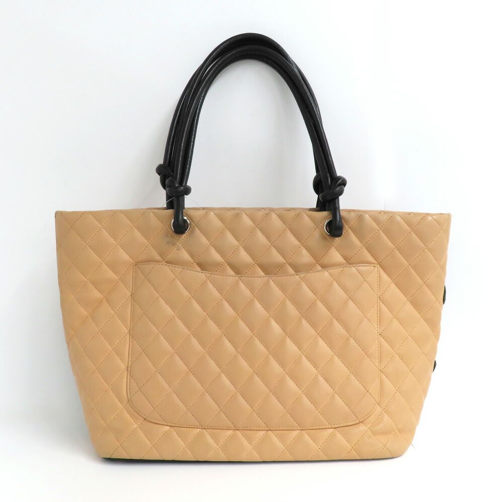 Chanel Cambon Line Large Tote Beige Black Leather — view 2