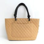 Chanel Cambon Line Large Tote Beige Black Leather — view 2